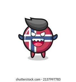 illustration of evil norway flag badge mascot character , cute style design for t shirt, sticker, logo element