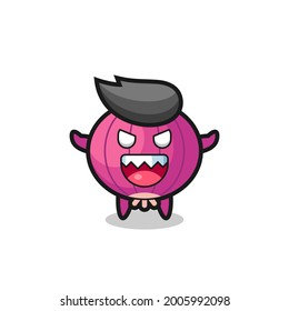 illustration of evil onion mascot character , cute style design for t shirt, sticker, logo element