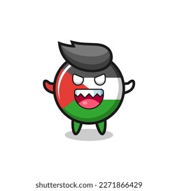 illustration of evil palestine flag badge mascot character , cute style design for t shirt, sticker, logo element
