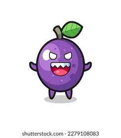 illustration of evil passion fruit mascot character , cute style design for t shirt, sticker, logo element