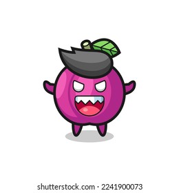 illustration of evil plum fruit mascot character , cute style design for t shirt, sticker, logo element