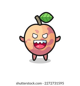 illustration of evil pluot fruit mascot character , cute style design for t shirt, sticker, logo element