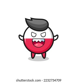 illustration of evil poland flag badge mascot character , cute style design for t shirt, sticker, logo element