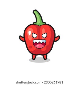 ilustración del personaje malvado de la mascota de pimiento rojo , diseño de estilo lindo para camiseta, pegatina, elemento logo