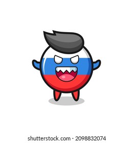 illustration of evil russia flag badge mascot character , cute style design for t shirt, sticker, logo element
