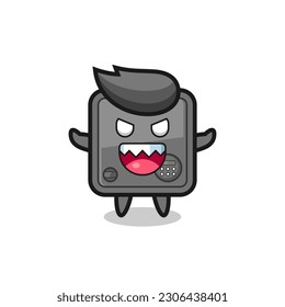illustration of evil safe box mascot character , cute style design for t shirt, sticker, logo element