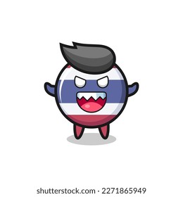illustration of evil thailand flag badge mascot character , cute style design for t shirt, sticker, logo element