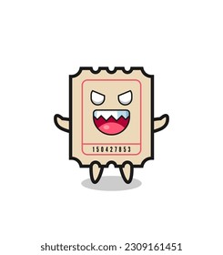illustration of evil ticket mascot character , cute style design for t shirt, sticker, logo element
