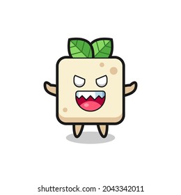 illustration of evil tofu mascot character , cute style design for t shirt, sticker, logo element