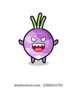illustration of evil turnip mascot character , cute style design for t shirt, sticker, logo element