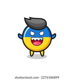 illustration of evil ukraine flag badge mascot character , cute style design for t shirt, sticker, logo element
