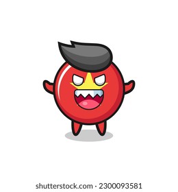 illustration of evil vietnam flag badge mascot character , cute style design for t shirt, sticker, logo element