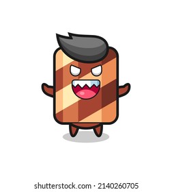 illustration of evil wafer roll mascot character , cute style design for t shirt, sticker, logo element