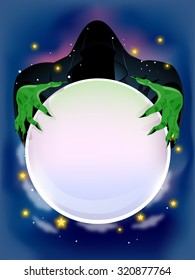 Illustration Of An Evil Wizard Using A Crystal Ball