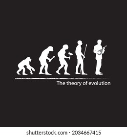 illustration of evolution into mandolin player