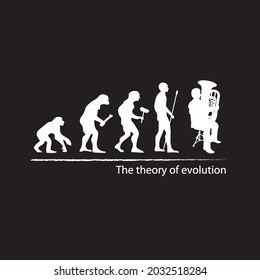 illustration of evolution into tuba player