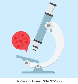illustration of examining blood in a microscope. vector illustration in flat style