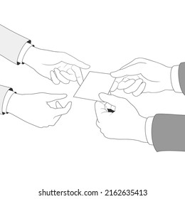 Illustration of exchanging business cards