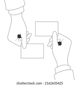 Illustration of exchanging business cards