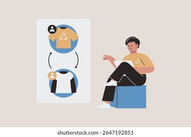 Illustration of Exchanging Clothes Online