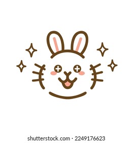 Illustration of excited rabbit face icon with shining eyes