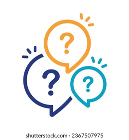 Ilustración de exclamación y signo de interrogación en burbuja de voz, icono.