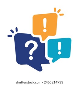 Illustration of exclamation and question mark in speech bubble, icon.