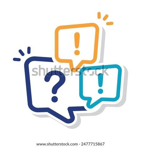 Similar – Image, Stock Photo Question marks in speech bubbles. Paper shape of bubble with hand drawn interrogation points. Question concept, important information, dispute, hesitation concept.