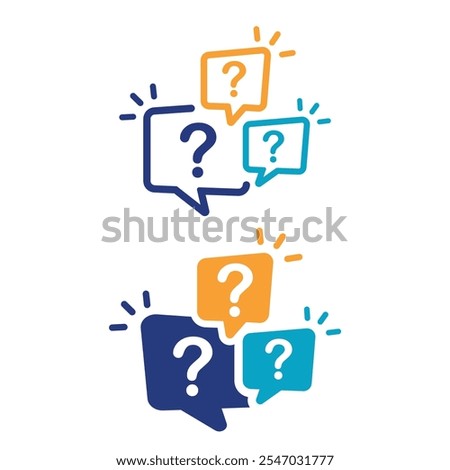 Illustration of exclamation and question mark in speech bubble, icon.
