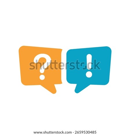 Illustration of exclamation and question mark in speech bubble, icon.
