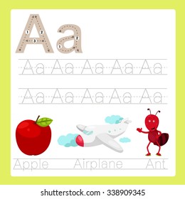 Illustration of A exercise A-Z cartoon vocabulary