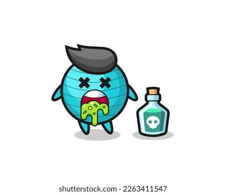 ilustración de un personaje de bola de ejercicio vómito debido a envenenamiento, diseño de estilo lindo para camiseta, pegatina, elemento logo