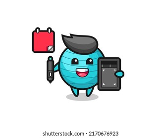 Illustration of exercise ball mascot as a graphic designer , cute style design for t shirt, sticker, logo element