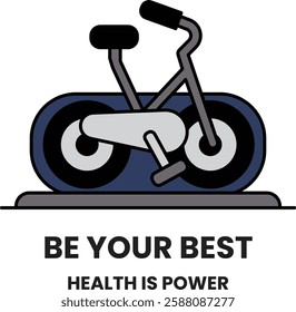 An Illustration of exercise bike in line style in the style of sign illustrations