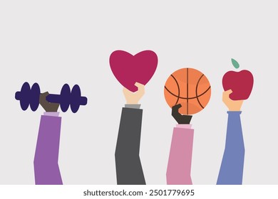Illustration of exercise and healthy lifestyle concept