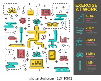 Illustration of exercise at work infographic concept