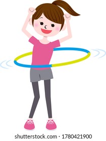 Illustration of a exercising woman with hula hoop