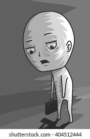 Illustration of an Exhausted Man Dragging His Feet While Walking