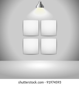 illustration of exhition frames with light source from above, eps 8 vector