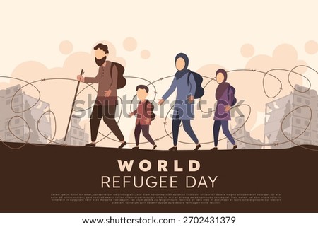 An illustration of an exiled family, capturing the humanitarian suffering of the banished.