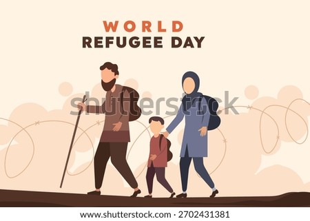 An illustration of an exiled family, capturing the humanitarian suffering of the banished.
