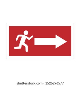 Illustration, exit red sign man go out, vector