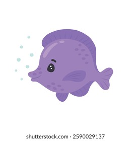 Illustration of exotic fish 2. Colorful marine fish, inhabitant of the tropical ocean. Cute underwater and aquarium animals and goldfish. Vector isolated character illustration