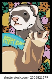 Illustration Exotic pet Ferret cute cookies graphic