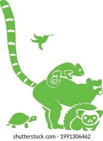 Illustration of exotic pets green silhouette logo 