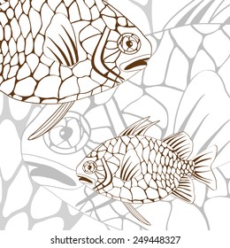 Illustration of exotic pinecone fish in vector format