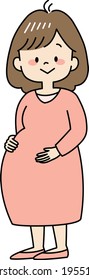 Illustration of expectant mother with brown hair