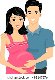 Illustration of Expecting Parents Standing Side by Side