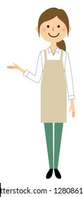 Illustration explained by a woman wearing an apron.