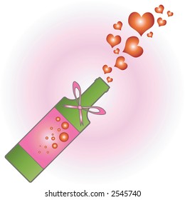 Illustration of an exploding champagne bottle